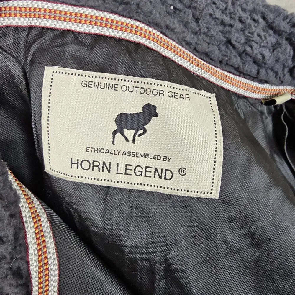 Horn Legend Mens XL Grey Plaid‎ Wool Blend 1/4 Zip Shacket Pullover Polo Jacket